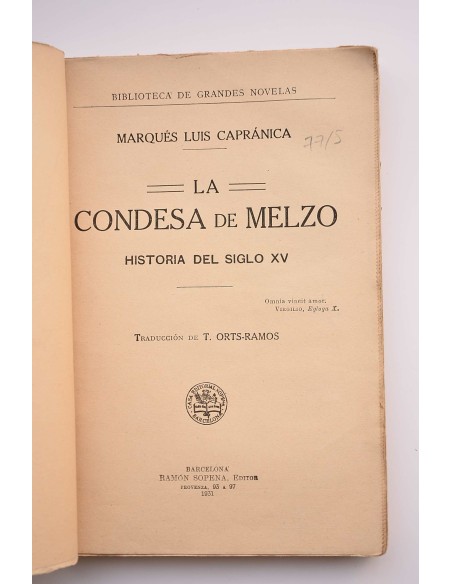 La condesa de Melzo : historia del siglo XV