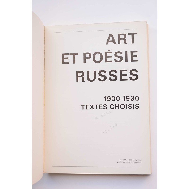 Art et Poèsies russes, 1900-1930 : textes choisis