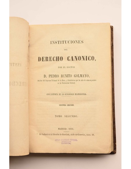Instituciones del derecho canónico. Tomo segundo