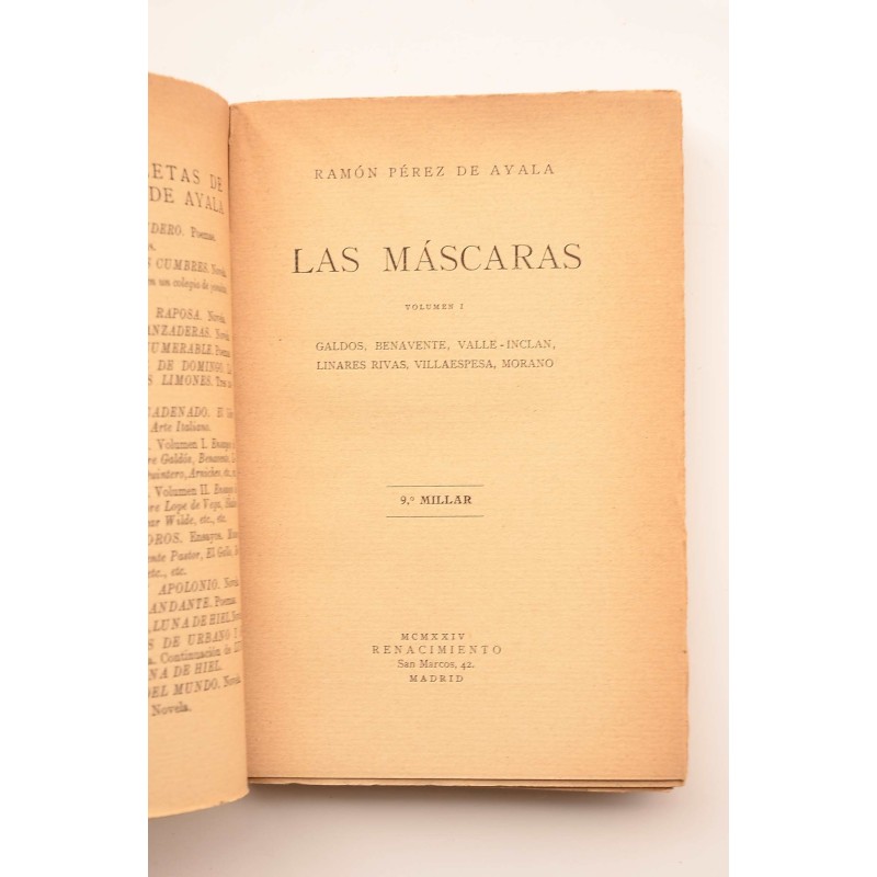 Las máscaras. Tomo I : ensayos