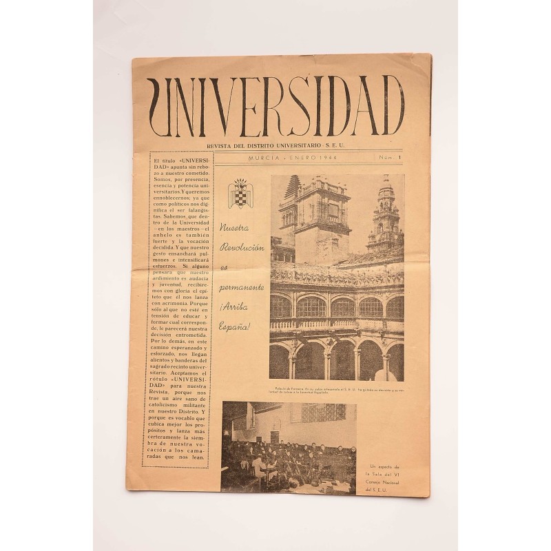 Universidad. Revista del Distrito Universitario SEU, nº 1, Murcia, enero 1944