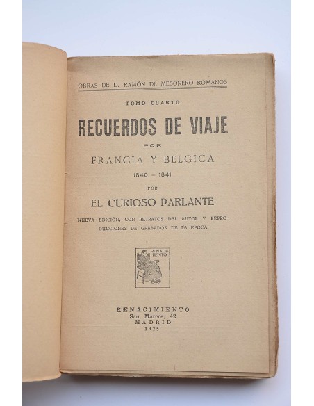 Recuerdos de viaje por Francia y Bélgica, 1840 a 1841
