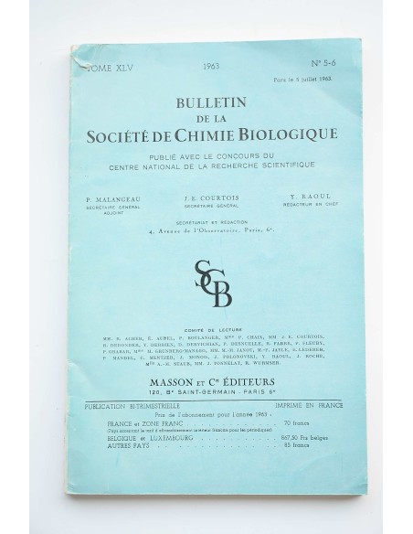 Bulletin de la Société de Chimie Biologique : publication bi-trimestrelle.Nº 5-6 -1963