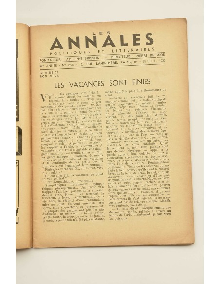 Les Annales Politiques Littéraires.-- 52º année, Nº 2539 (25 sept. 1935)