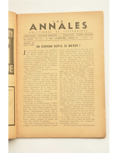 Les Annales Politiques Littéraires.-- 52º année, Nº 2536 (10 aout 1935)