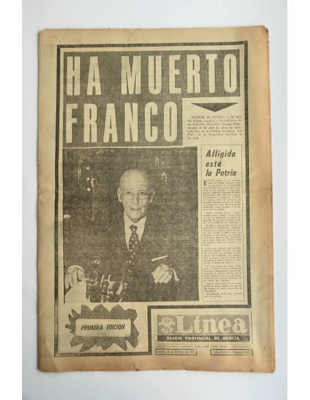 Línea. Diaro Provincial del Murcia (20 noviembre 1975) Ha muerto Franco