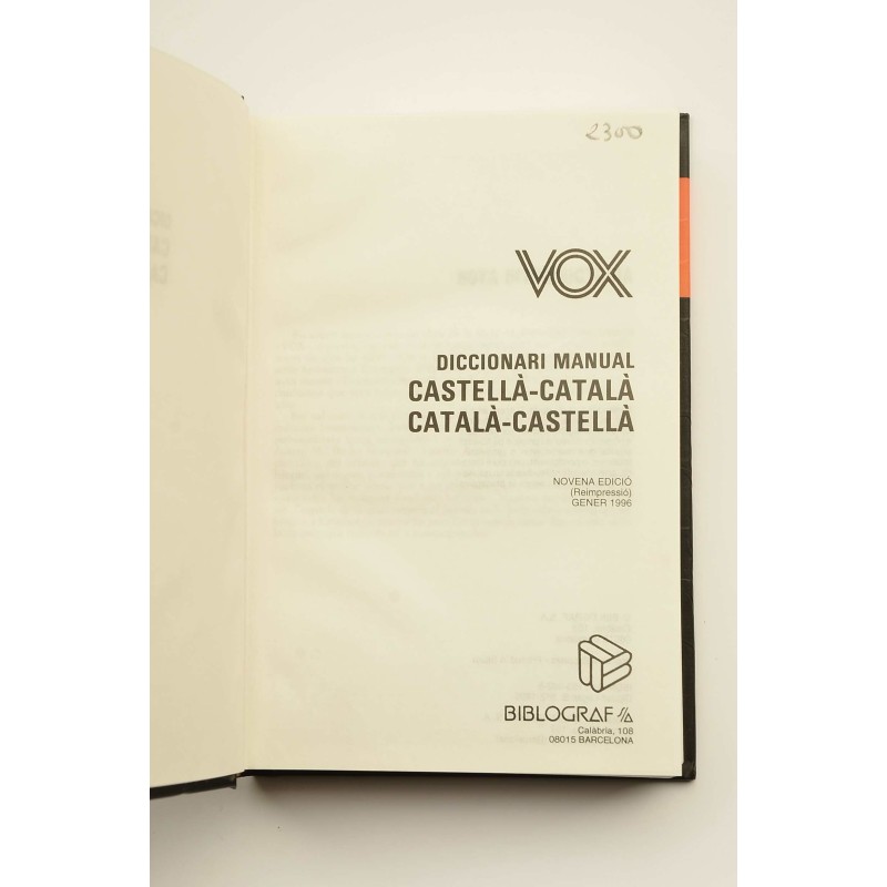 DICCIONARI CASTELLÀ-CATALÀ, DICCIONARIO CATALÁN-CASTELLANO VOX BIBLIOGRAF