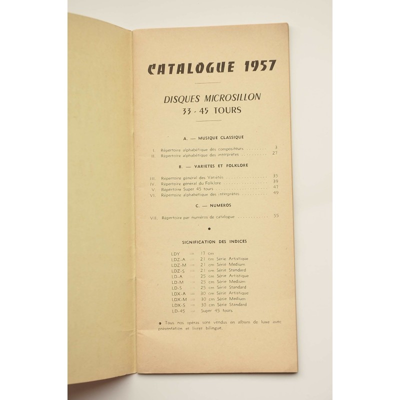 Catalogue  Général. 1957. Disques longue-durée...
