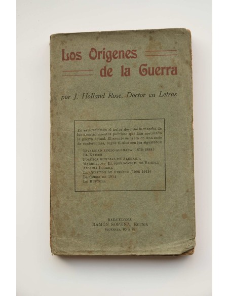 Los orígenes de la guerra : conferencias pronunciadas a fines de 1914