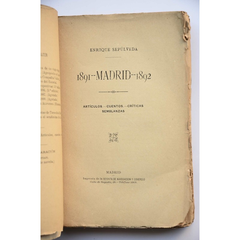 1891 - Madrid - 1892 : artículos, cuentos,...