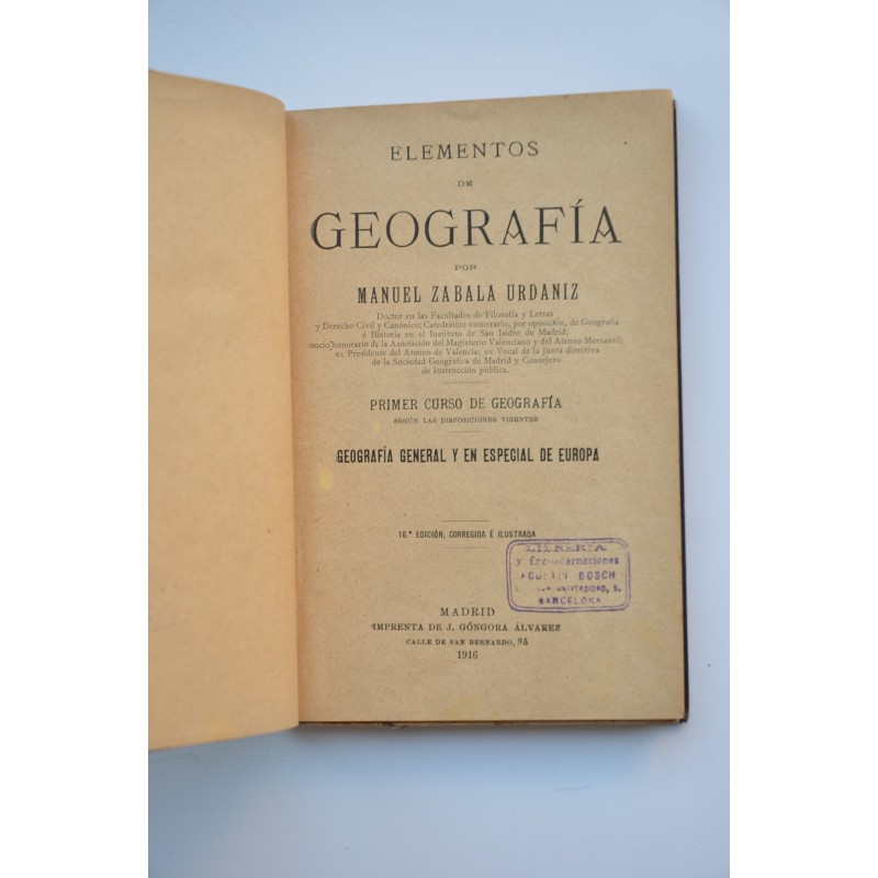 Elementos de Geografía. Primer curso de...