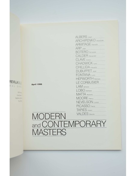 Modern and Contemporany Masters : catálogo de exposiciones, 1966
