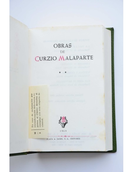 Obras de Curzio Malaparte. Tomo II