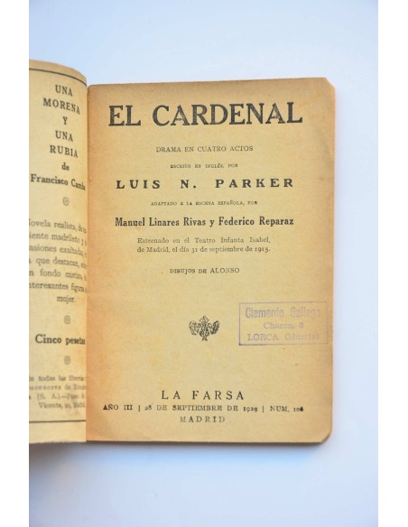 El cardenal. Drama en cuatro actos