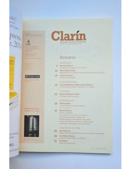 Clarín : revista de nueva literatura - Año XIX - nº 112 (julio-agosto, 2014)