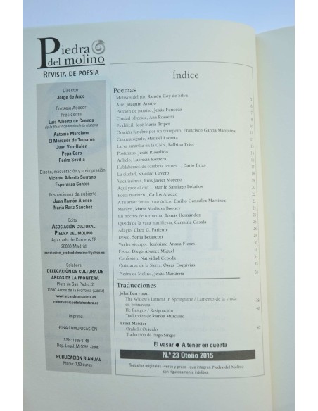 Piedra del molino. Revista de poesía. Nº 23, otoño 2015