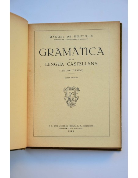 Gramática de la lengua castellana. Tercer grado
