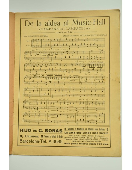 El cine. Revista popular ilustrada. Nº 16, 1917. Álbum de música
