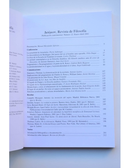 Δαιμων. Revista de filosofía, nº 22, enero-abril, 2001. Un siglo de filosofía