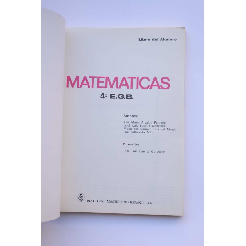 Matemáticas. Libro del alumno, 4º EGB