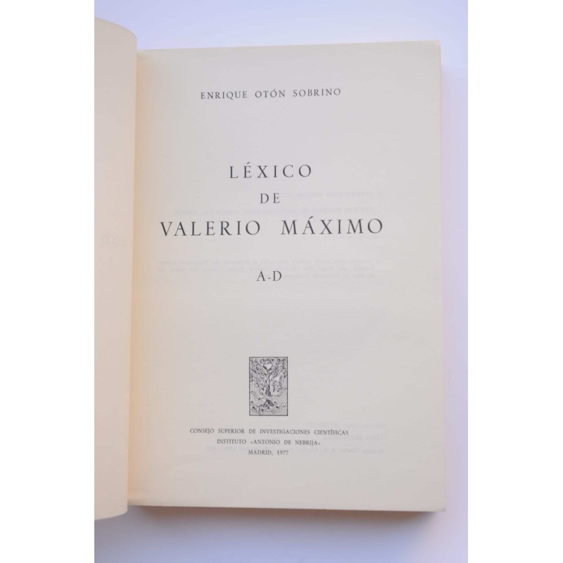 Léxico de Valerio Máximo. A-D