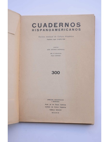 Cuadernos hispanoamericanos : revista mensual de cultura hispánica -- Nº 300, junio 1975