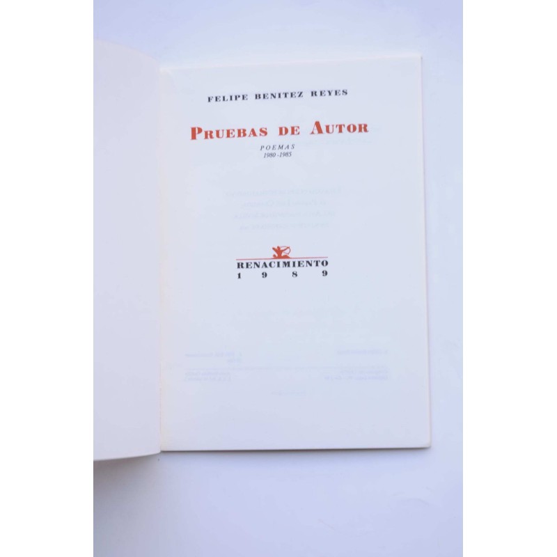 Pruebas de autor. Poemas 1980-1985