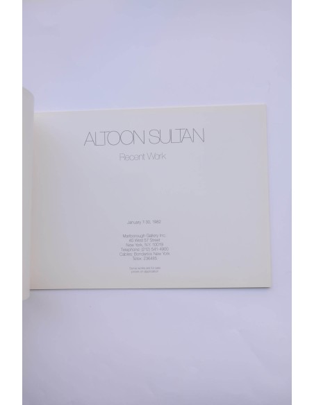 Altoon Sultan. Recent work. Catálogo. Marlborough, 1982