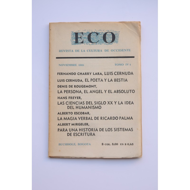 Eco. Revista cultural de occidente. Tomo IV 1, noviembre 1961