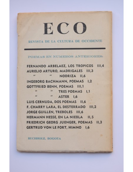 Eco. Revista cultural de occidente. Tomo IV 1, noviembre 1961