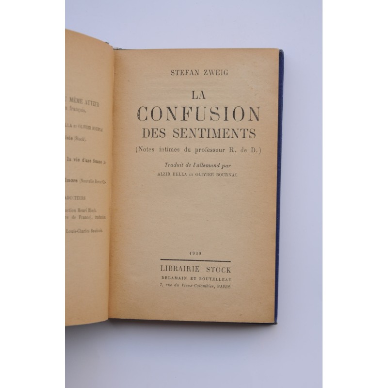 La confusion des sentiments : notes intimes du...