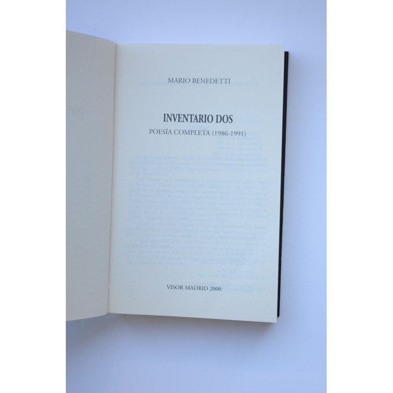 Inventario Dos. Poesía 1986 - 1991