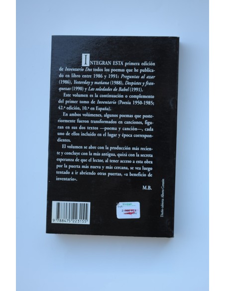 Inventario Dos. Poesía 1986 - 1991