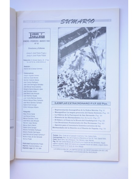Tabor y Calvario. Enero, Febrero, Marzo, 1992, nº 18