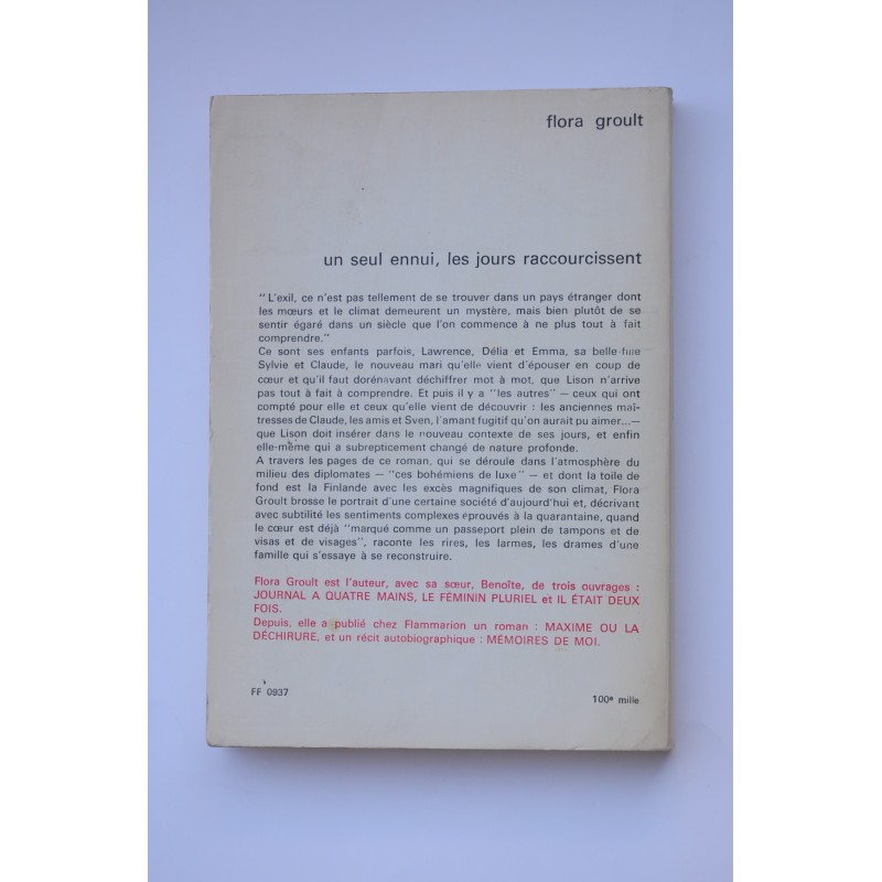 Un seul ennui, les jours raccourciseent 