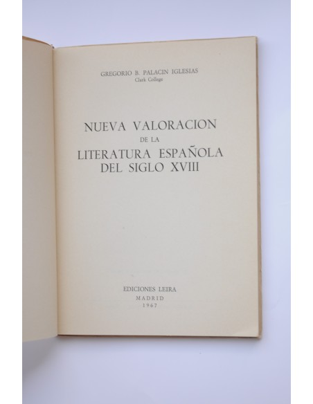 Nueva valoración de la literatura española del siglo XVIII