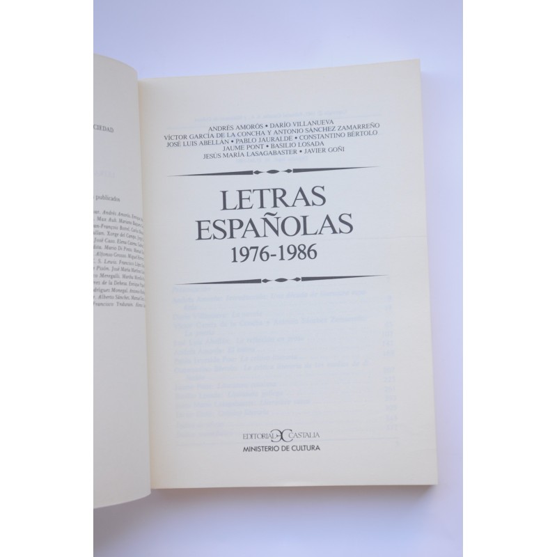 Letras españolas, 1976 - 1986