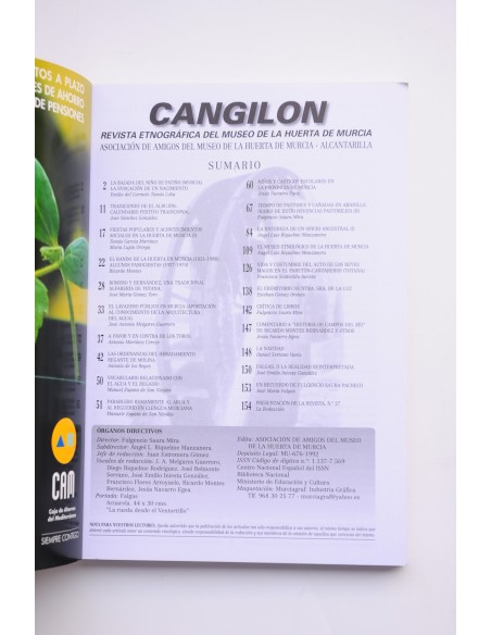 Cangilón : revista etnográfica del Museo de la Huerta de Murcia. nº 28, 2006