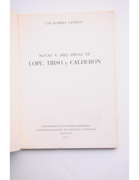 Notas a tres obras de Lope, Tirso y Calderón