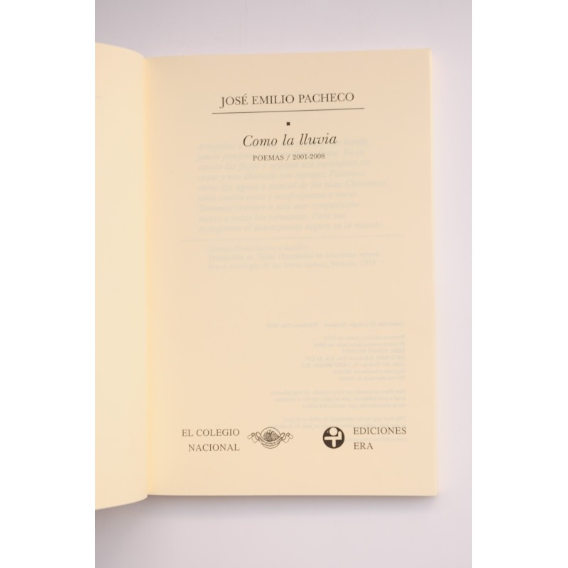 Como la lluvia. Poemas 2001-2008
