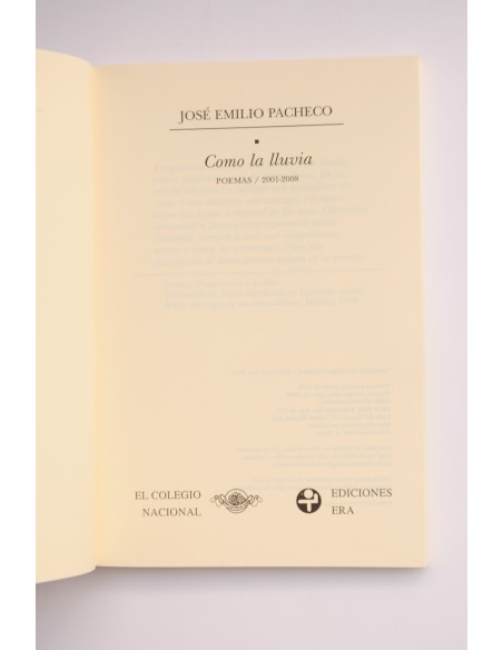Como la lluvia. Poemas 2001-2008