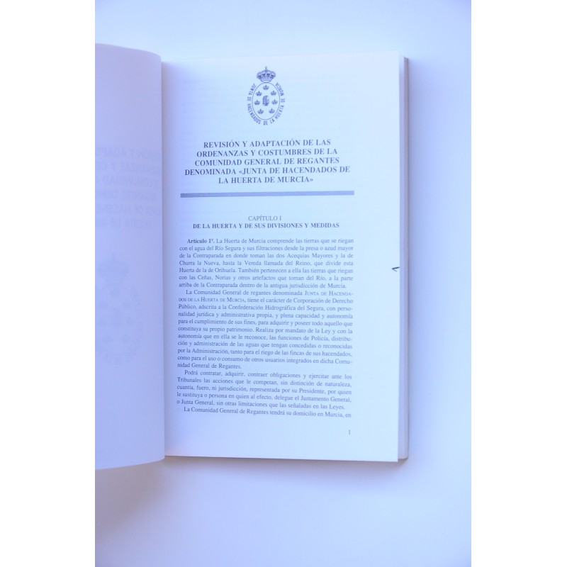 Ordenanzas y costumbres de la Huerta de Murcia