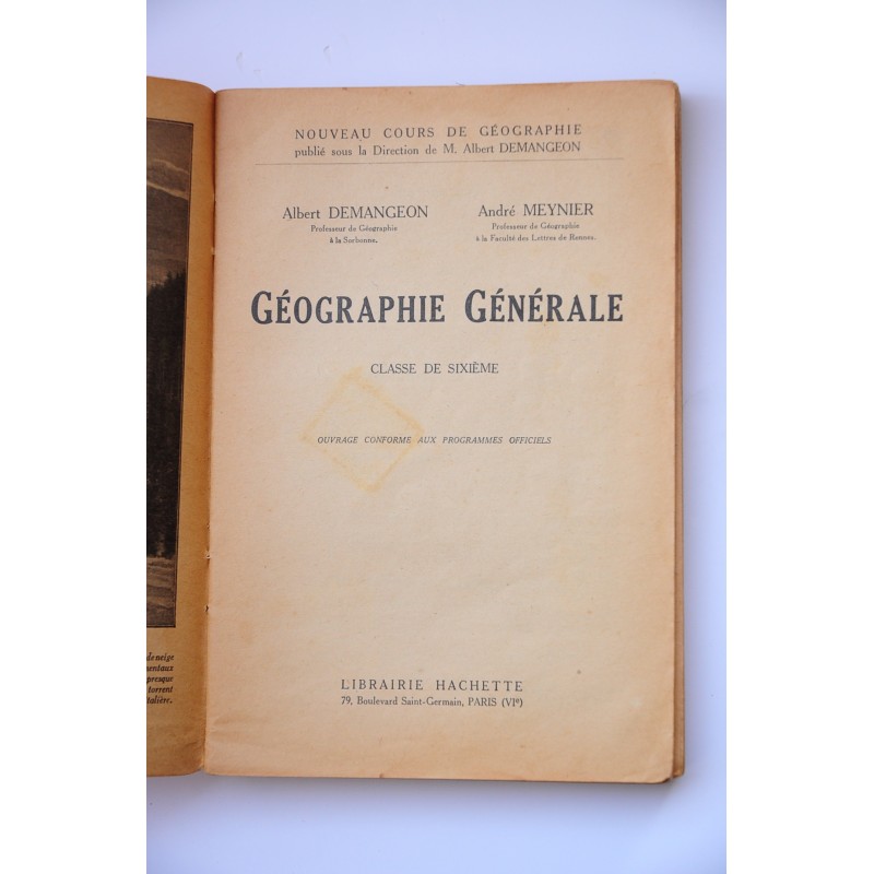 Géographie. Classe de 6º
