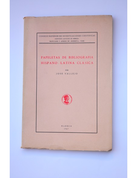 Papeletas de bibliografía hispano - latina clásica