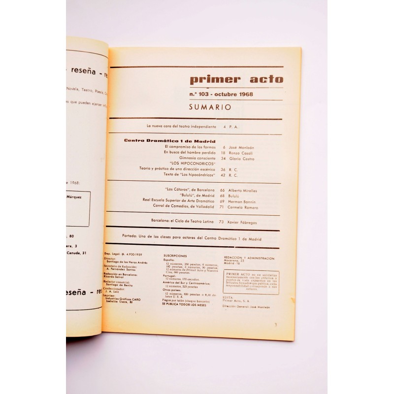 Primer Acto : revista del teatro. Nº 103...