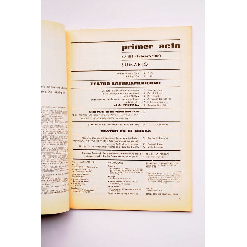 Primer Acto : revista del teatro. Nº 105...