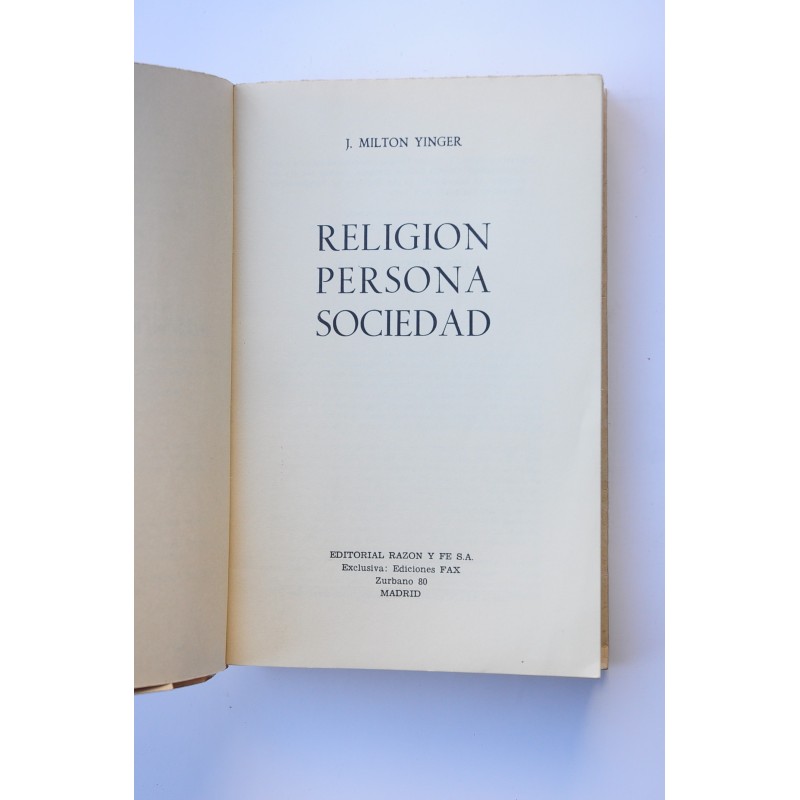 Religión, persona, sociedad