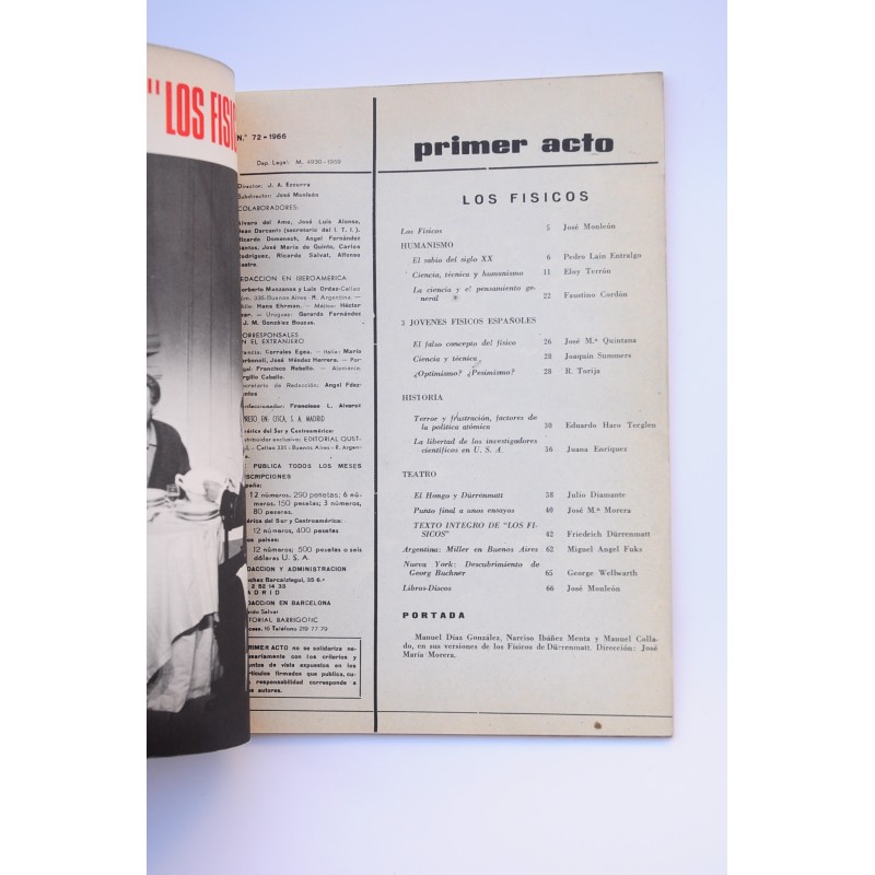Primer Acto : revista del teatro. Nº 72, 1966