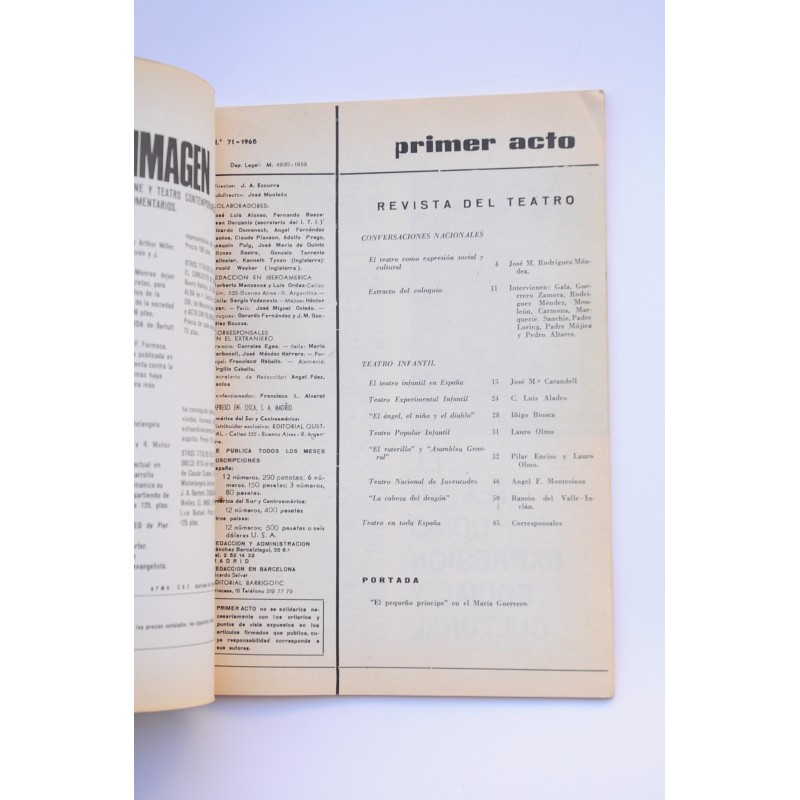 Primer Acto : revista del teatro. Nº 71, 1966
