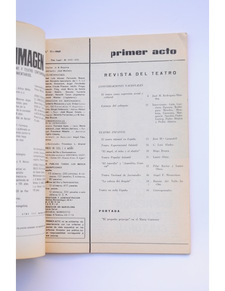 Primer Acto : revista del teatro. Nº 71, 1966